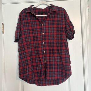 EUC John Varvatos Short Sleeve Button Down Plaid Shirt Size XL